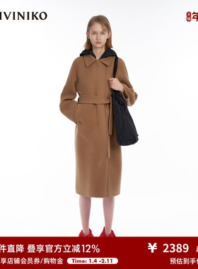 IIIVIVINIKO“100支绵羊毛”美拉德双面呢大衣外套女M349011053D
