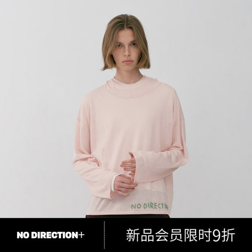 NO DIRECTION+2026秋全羊绒方形落肩薄款连帽上衣N630109601B