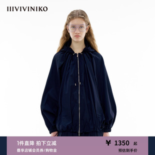 新款 塔夫绸面料 IIIVIVINIKO春季 连帽外套女 宽松休闲插肩袖