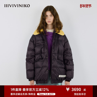IIIVIVINIKO2025冬新款双面可拆卸针织领鹅绒面包服女M549107101C