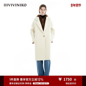 IIIVIVINIKO 100支绵羊毛 双面呢毛呢大衣外套女M349022053E