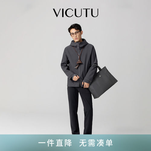 威可多男士商务风衣连帽外套