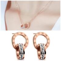 Non-fading Lucky Roman fashionable double-ring titanium steel necklace for women, simple bracelet, versatile gold collarbone chain for women thumbnail 7