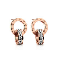 Non-fading Lucky Roman fashionable double-ring titanium steel necklace for women, simple bracelet, versatile gold collarbone chain for women thumbnail 3