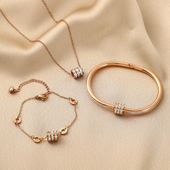 小蛮腰钛钢项链手链女轻奢小众手镯罗马锁骨链高级感锆石饰品套装