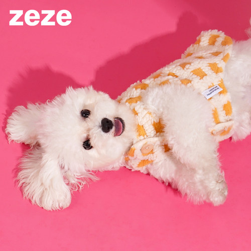 zeze华夫饼格纹狗狗衣服背心