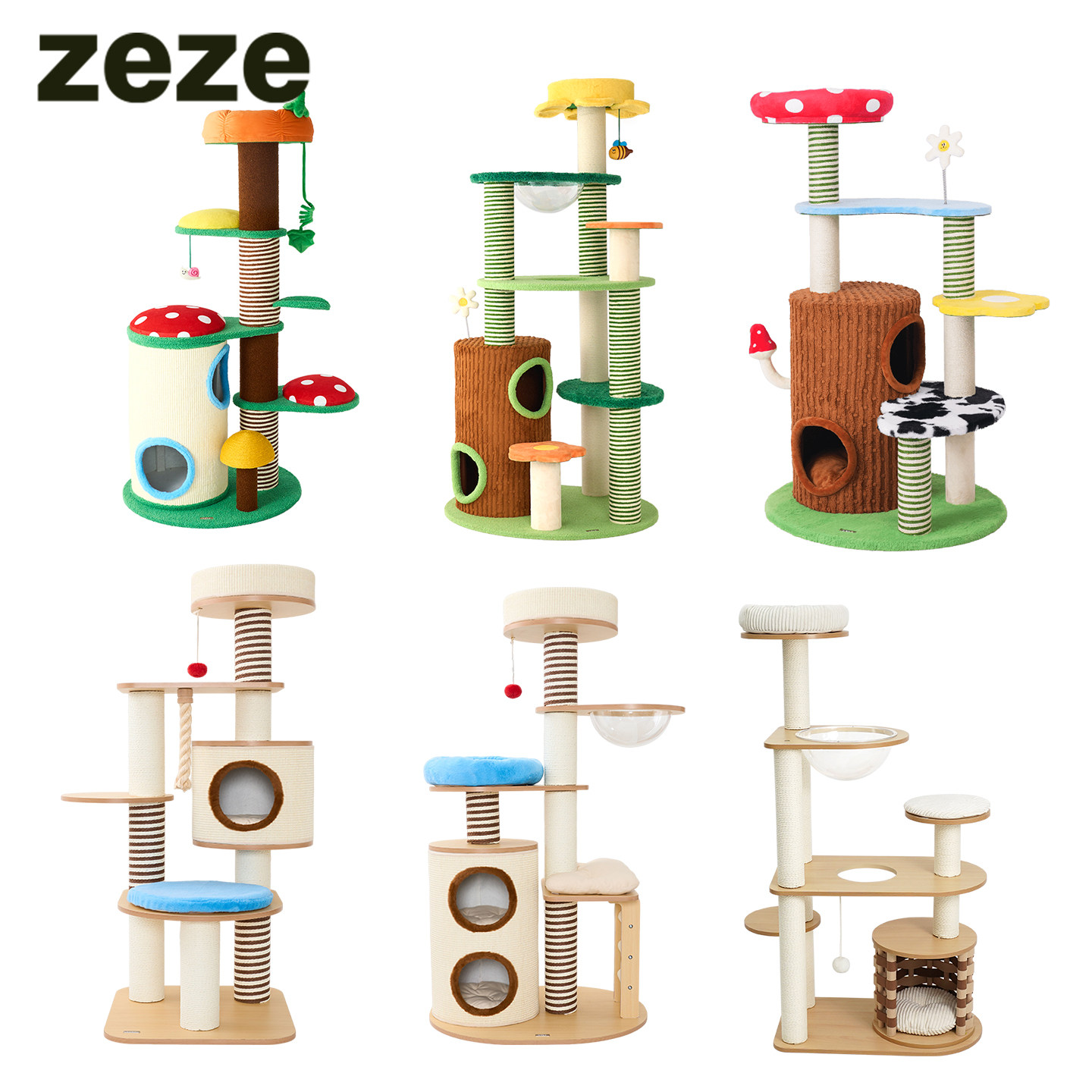 zeze【特价促销】宠物猫爬架大型稳固猫架子猫窝猫树一体木质风