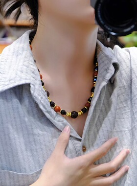 天然茶晶刻面锁骨链女轻奢时尚锁骨链气质颈链小众百搭复古项饰