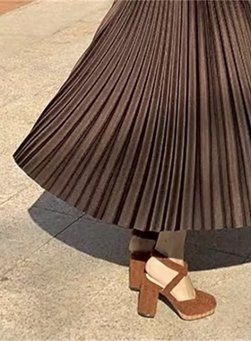 原创自制巧克力色晚晚法式玛丽珍气质复古高跟方头漆皮女粗跟单鞋