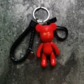 Red Five-Pointed Star Violent Bear + Black Leather Rope