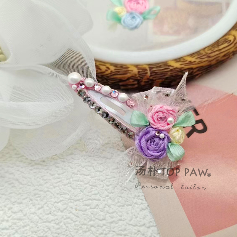 可爱玫瑰仙气bb夹马尔济斯