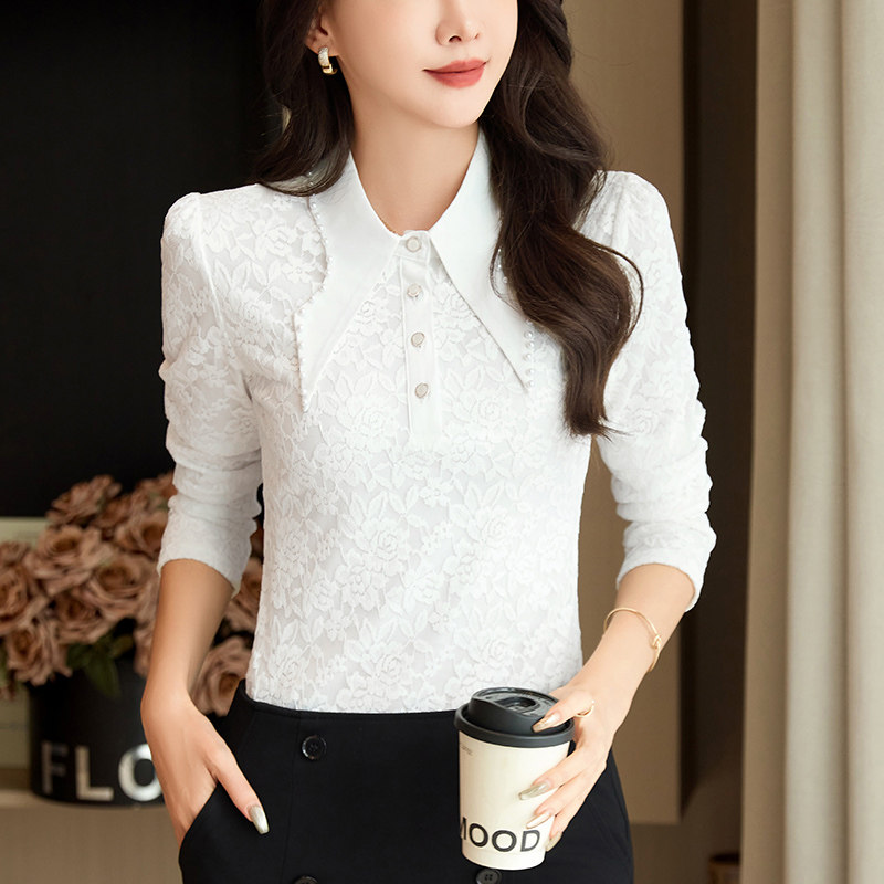 加绒蕾丝衫女长袖内搭打底上衣