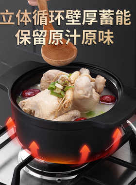 煎锅汤锅组合LXBF竹炭砂锅电磁炉煤气燃气灶通用煎锅炖锅汤锅