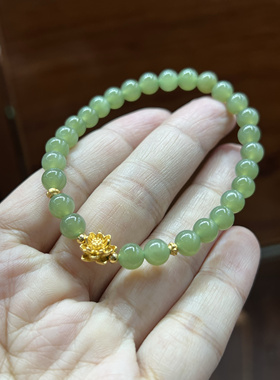 s925银和田玉手串 精品手串 高质量 百搭款 晴水手串 天然玉石