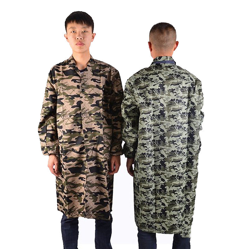 迷彩大褂工作服罩衣劳保服长袖长衣大褂劳保服车间搬运服定制logo