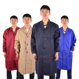 现货批发大褂工作服长袖 男 蓝大褂劳保工作服长大褂仓管搬运服工装