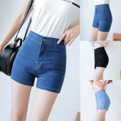 打底裤 AA紧身高腰牛仔短裤 chic 热裤 安全裤 女夏韩版 显瘦黑色超短裤