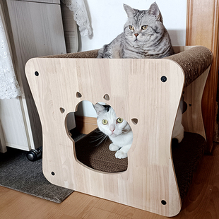 包邮 猫抓板磨爪器实木框猫窝玩具瓦楞纸猫咪磨爪板可替换型抓板