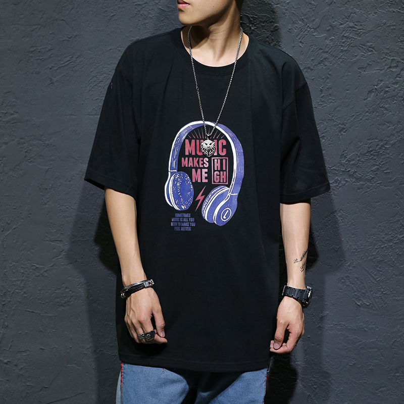 嘻哈HIPHOP街舞短袖男 大码宽松T恤衣服欧版胖人加肥加大男士半袖