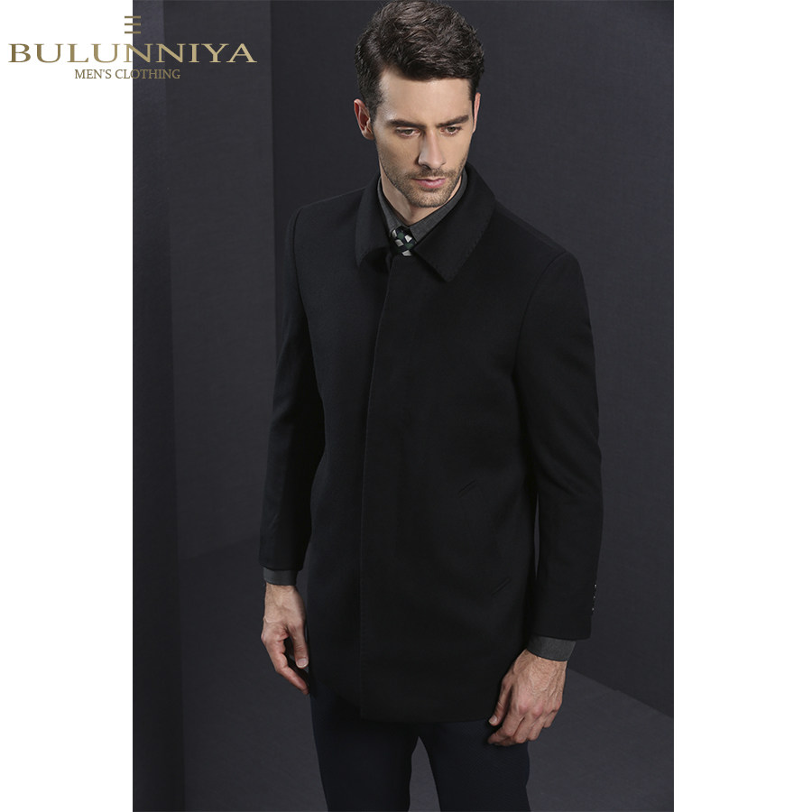 纯山羊绒商务通勤大衣秋冬男士中长款经典休闲翻领领导干部服外套