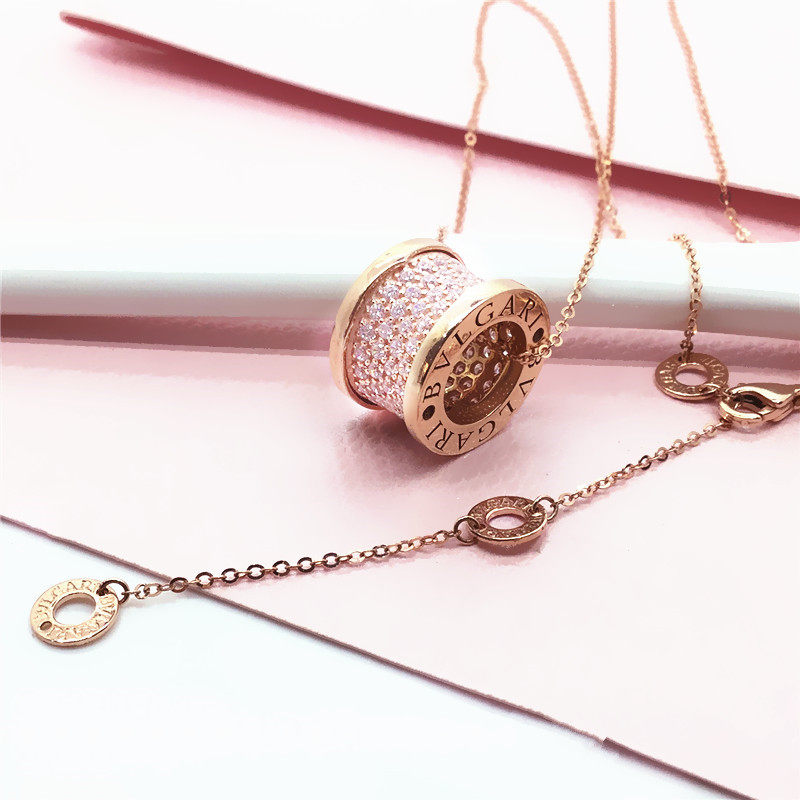 翁氏珠宝  紫金585  14K玫瑰金经典流行锆石镶嵌小蛮腰套链