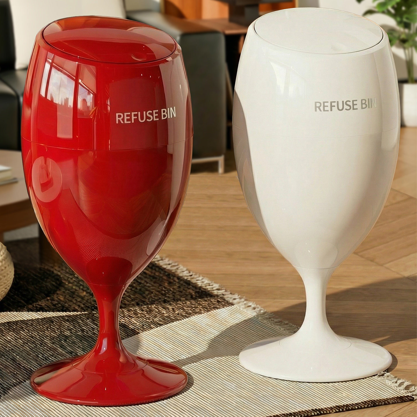 垃圾桶家用客厅轻奢高档高脚酒杯大容量2026新款带盖可移动免弯腰