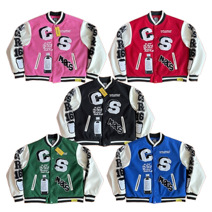 Awful Lot That Syrup Cough 重工全刺绣棒球毛呢夹克外套