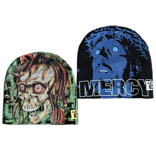 Hellstar Studios Sample Beanie Hat涂鸦印花休闲高街毛线冷帽子