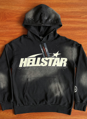 Hellstar Studios Hoodie大logo洗水重工镶钻休闲连帽卫衣