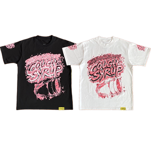 Awful Lot 粉字涂鸦印花休闲短袖 T恤 Syrup个性 Cough That