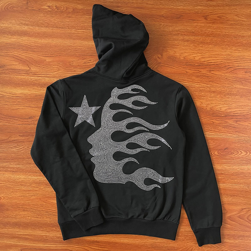 Hellstar vintage washed hoodie 刺绣水钻男女纯棉卫衣