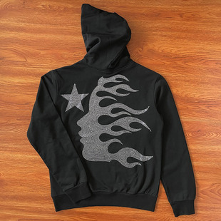 Hellstar vintage washed hoodie 刺绣水钻男女纯棉卫衣