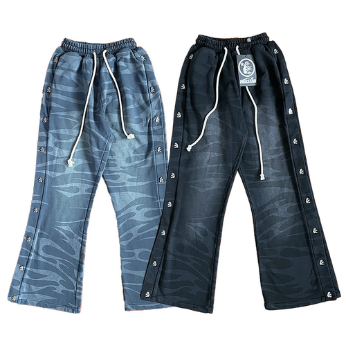 HELLSTAR Capsule 10 Cotton Pants排扣男洗水宽松纽扣高街长裤