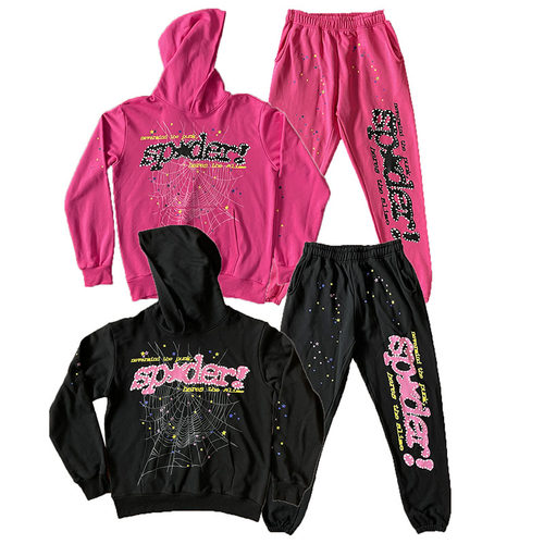 Sp5der 555555 Pink V2 Hoodie pants 明星同款长裤卫衣套装P*NK