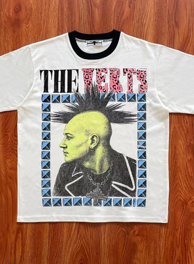 Vertabrae Punk style 朋克风格印花撞色衣领纯棉短袖T恤