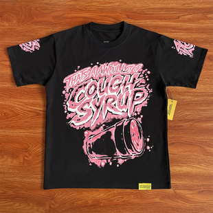 That's A Awful Lot of Cough Syrup个性粉字涂鸦印花休闲短袖T恤