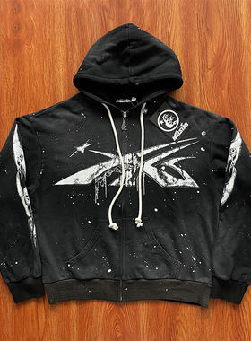 Hellstar Studios Zip Up Hoodie 拉链洗水纯棉连帽卫衣
