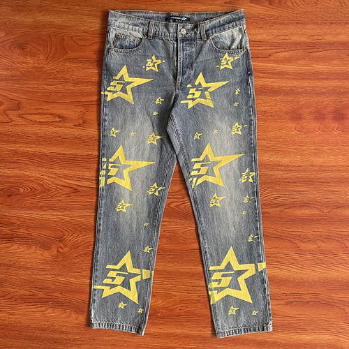 Sp5der 555 5STAR Vintage Denim pants 男女休闲长裤牛仔裤