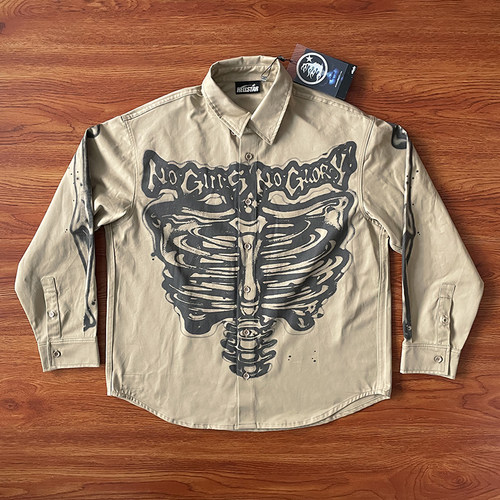 Hellstar Studios Airbrushed Bones Shirt 骷髅印花长袖衬衫外套