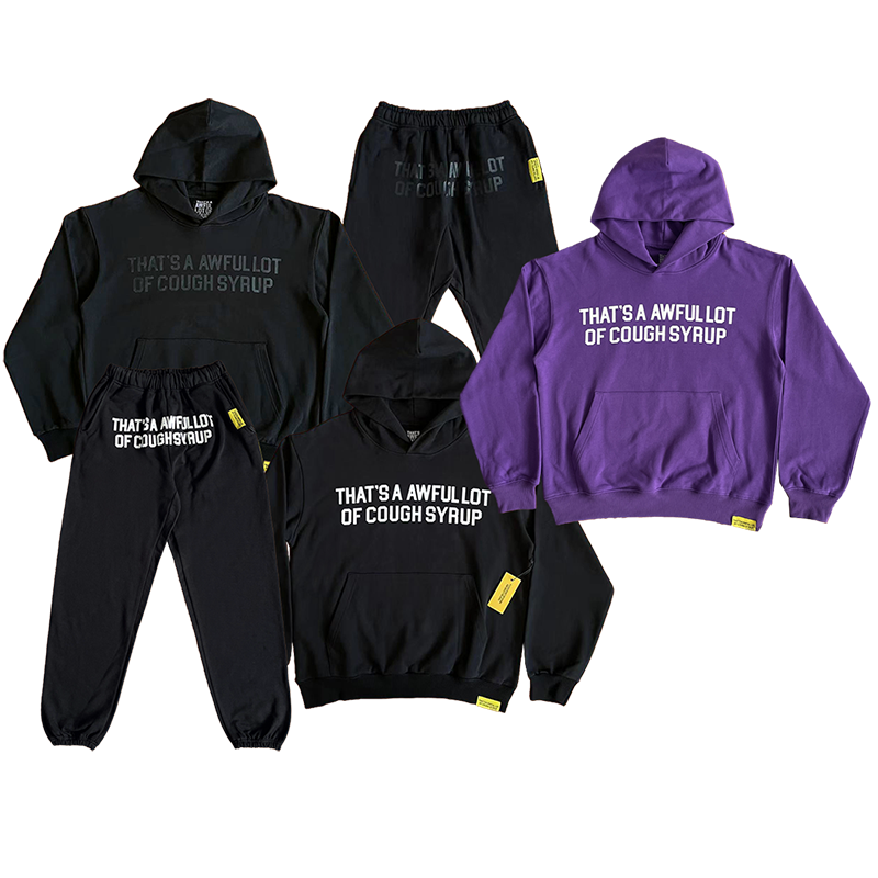 That's A Awful Lot of Cough Syrup 字母印花连帽卫衣长裤 套装