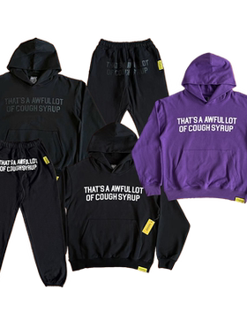 That's A Awful Lot of Cough Syrup 字母印花连帽卫衣长裤 套装