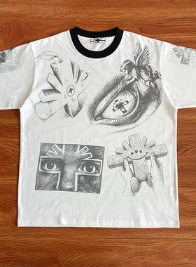 Vertabrae Push tee个性涂鸦印花纯棉短袖T恤
