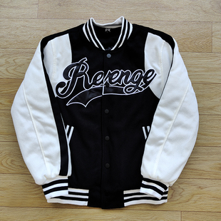 Revenge Varsity Letterman Jacket 刺绣拼接棒球服棉衣夹克外套