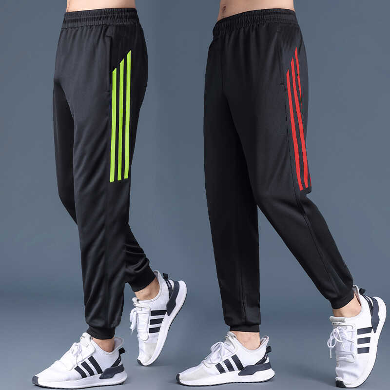 运动裤速干三条杠薄款跑步束脚