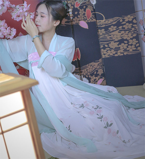 爱莲说高腰印花日常款传统汉服