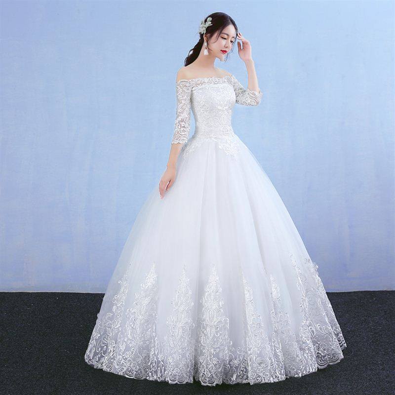 婚纱礼服2018新款春季齐地韩式大码一字肩长袖显瘦公主简约结婚在类目 女装/女士精品, 婚纱/旗袍/礼服, 婚纱中 - 来自Buy2taobao.com提供专业的淘宝代购服务