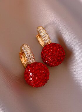 Doro朵兰の红色耳环2024年新款时尚过年耳钉韩国气质本命年耳饰女