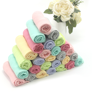 堡纳丝纯竹浆纤维100%纯色方巾方毛巾超柔软双层纱布大方巾口水巾