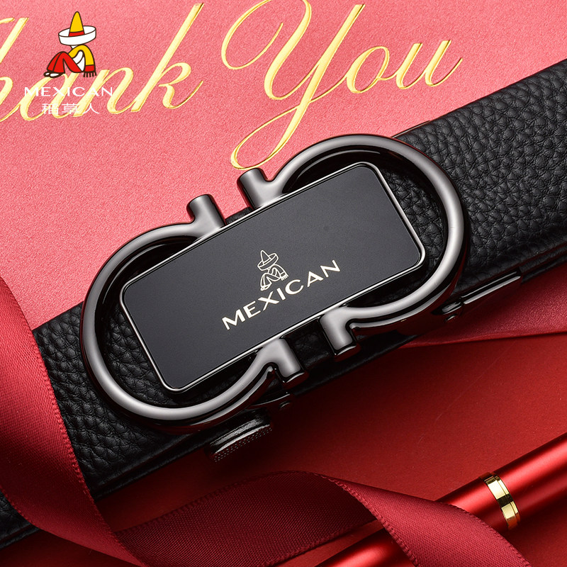 稻草人皮带男真皮自动扣休闲简约牛皮裤腰带2022新款男士裤带加长