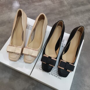 气质女神范2022通勤粗跟中跟浅口单鞋 伊莎卡迪高跟鞋 女2022年新款